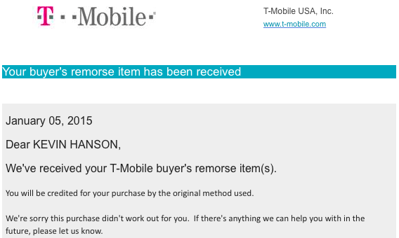 T Mobile Return Status